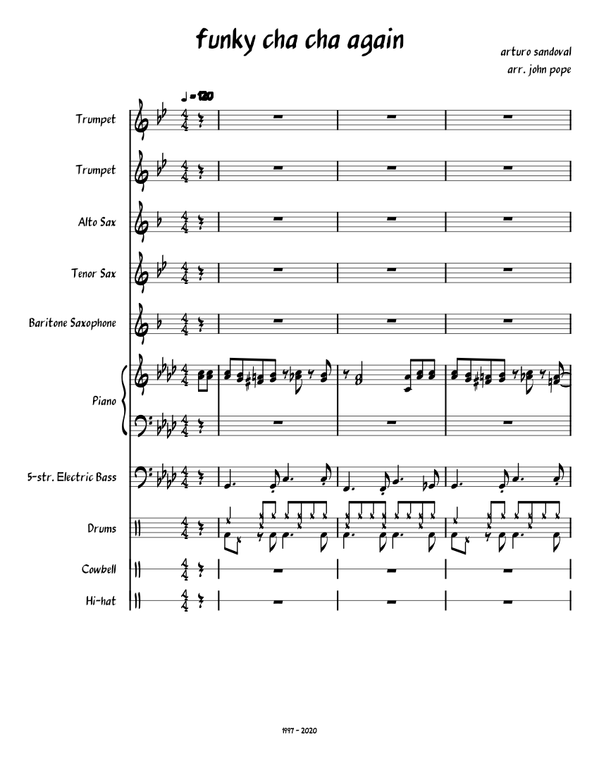 funky cha cha again (updated) Sheet music for Piano, Saxophone alto ...