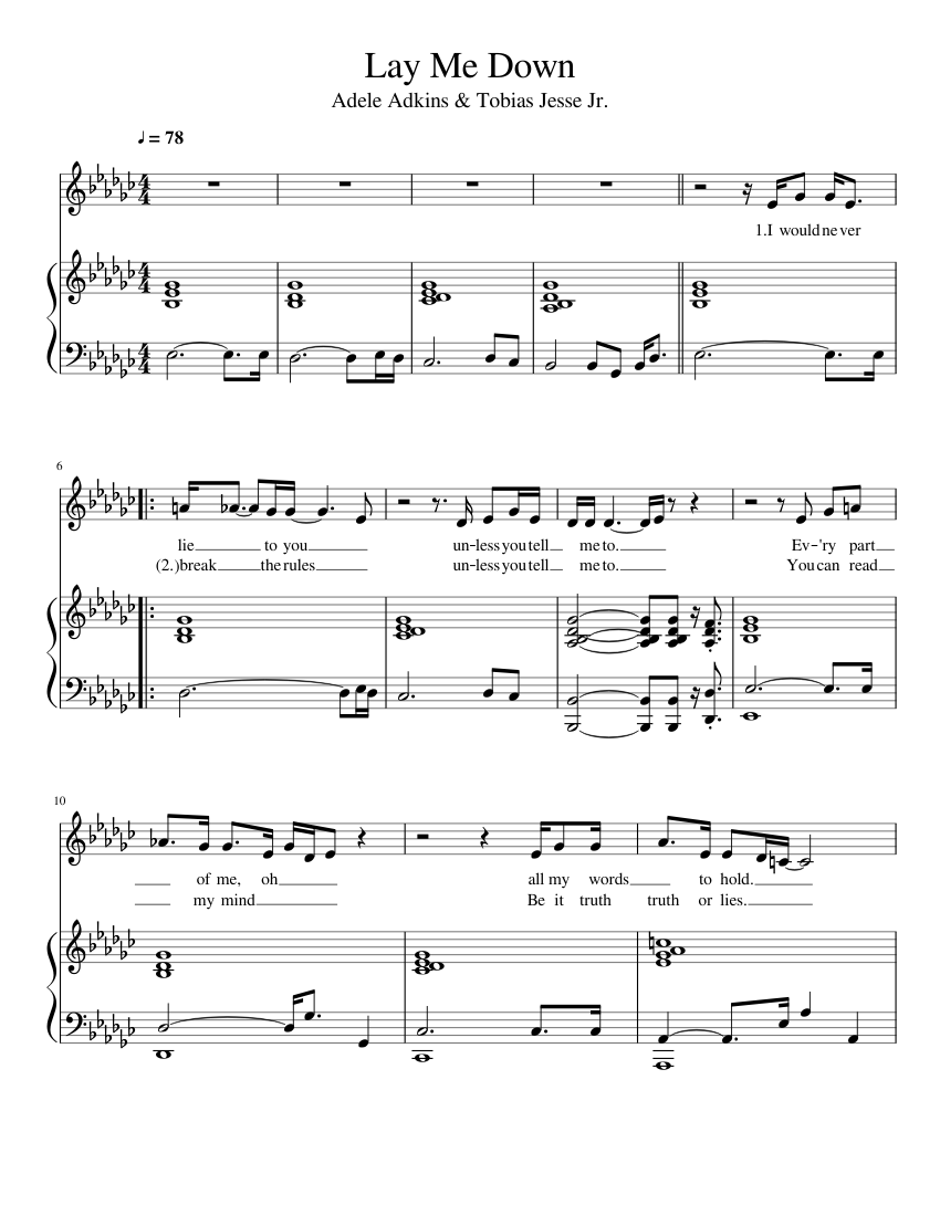 Lay Me Down Sheet music for Piano, Vocals (Piano-Voice) | Musescore.com