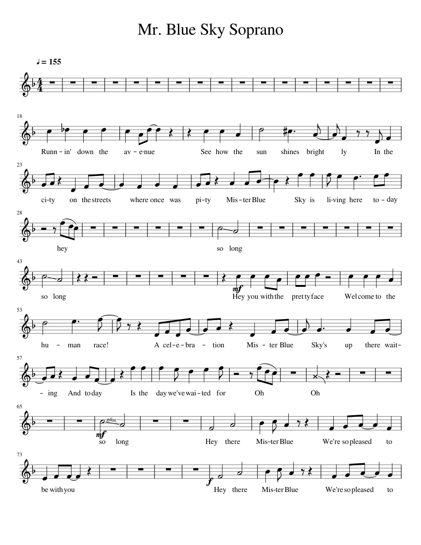 Mr Blue Sky Sheet music for Piano (Solo) Easy | Musescore.com