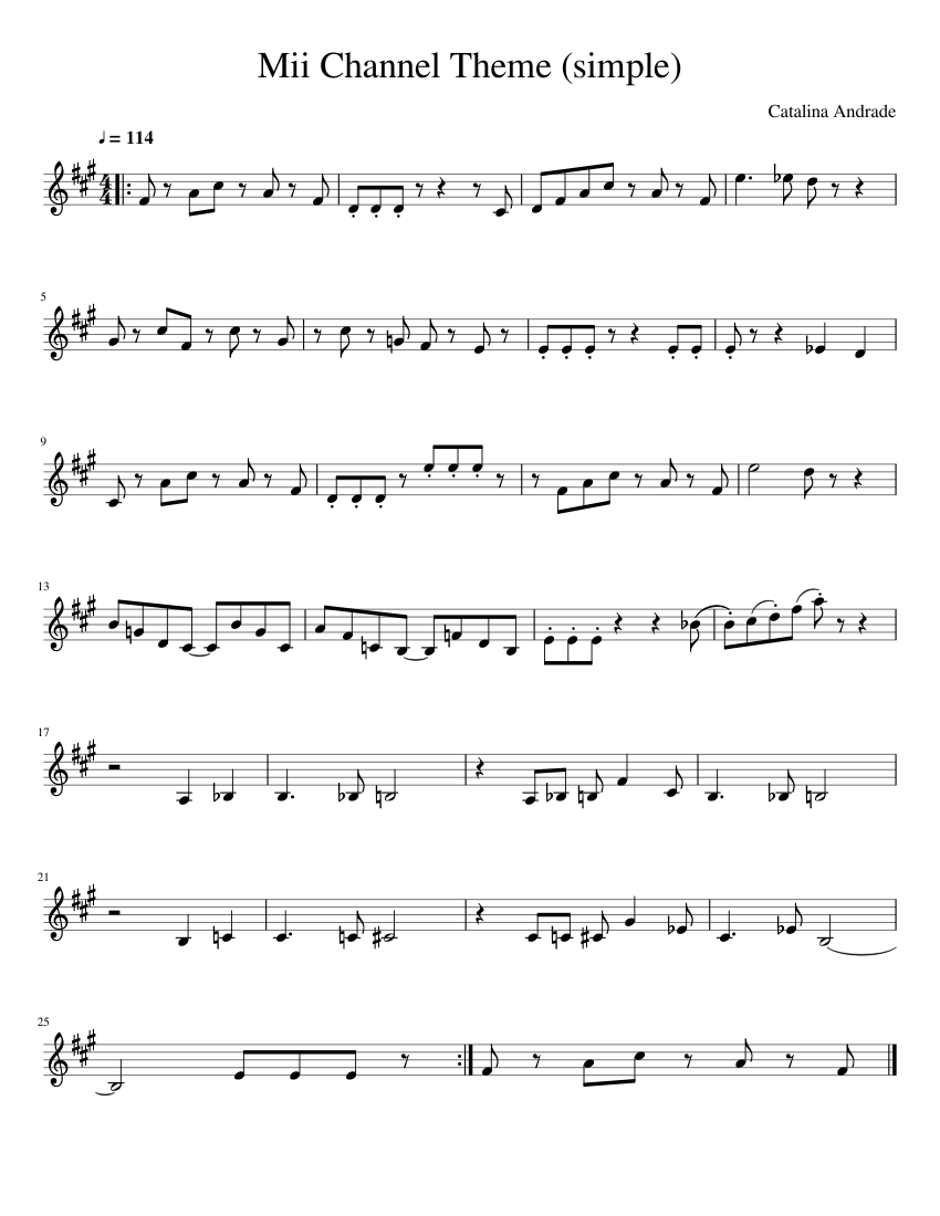 Mii Channel Theme (Simple) Sheet music for Piano (Solo) | Musescore.com