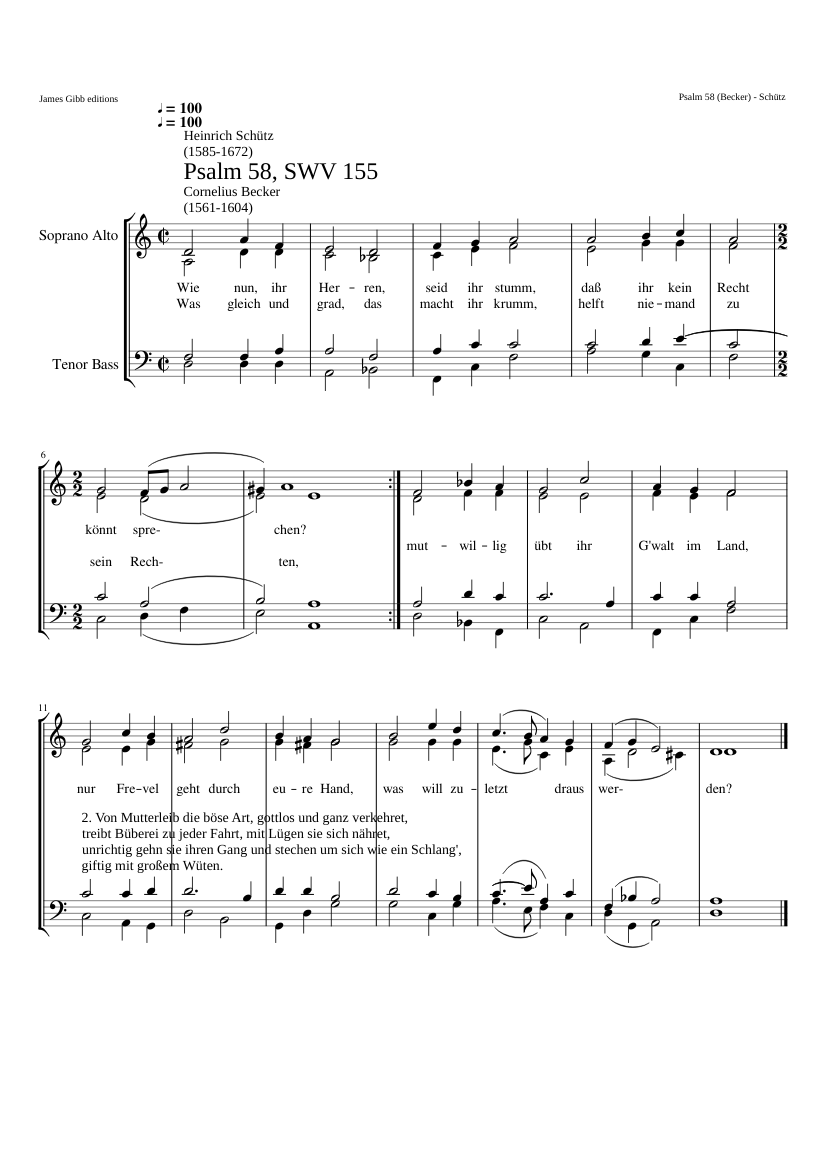 Wie nun ihr Herren (Psalm 58) SWV 155