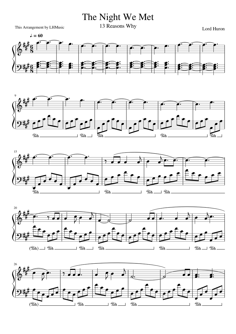 The Night We Met Sheet music for Piano (Solo) | Musescore.com