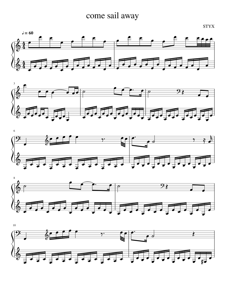 Come Sail Away Sheet music for Piano (Solo) | Musescore.com