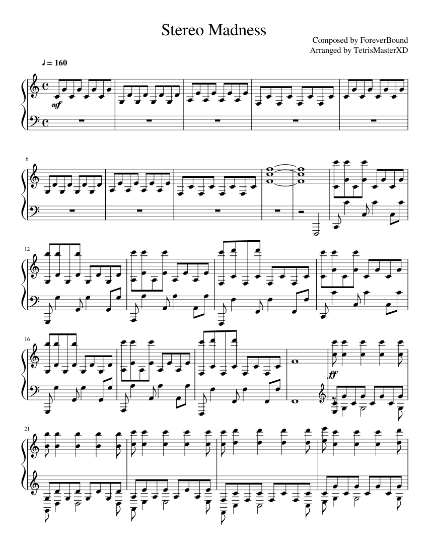 Stereo Madness Sheet music for Piano (Solo) | Musescore.com