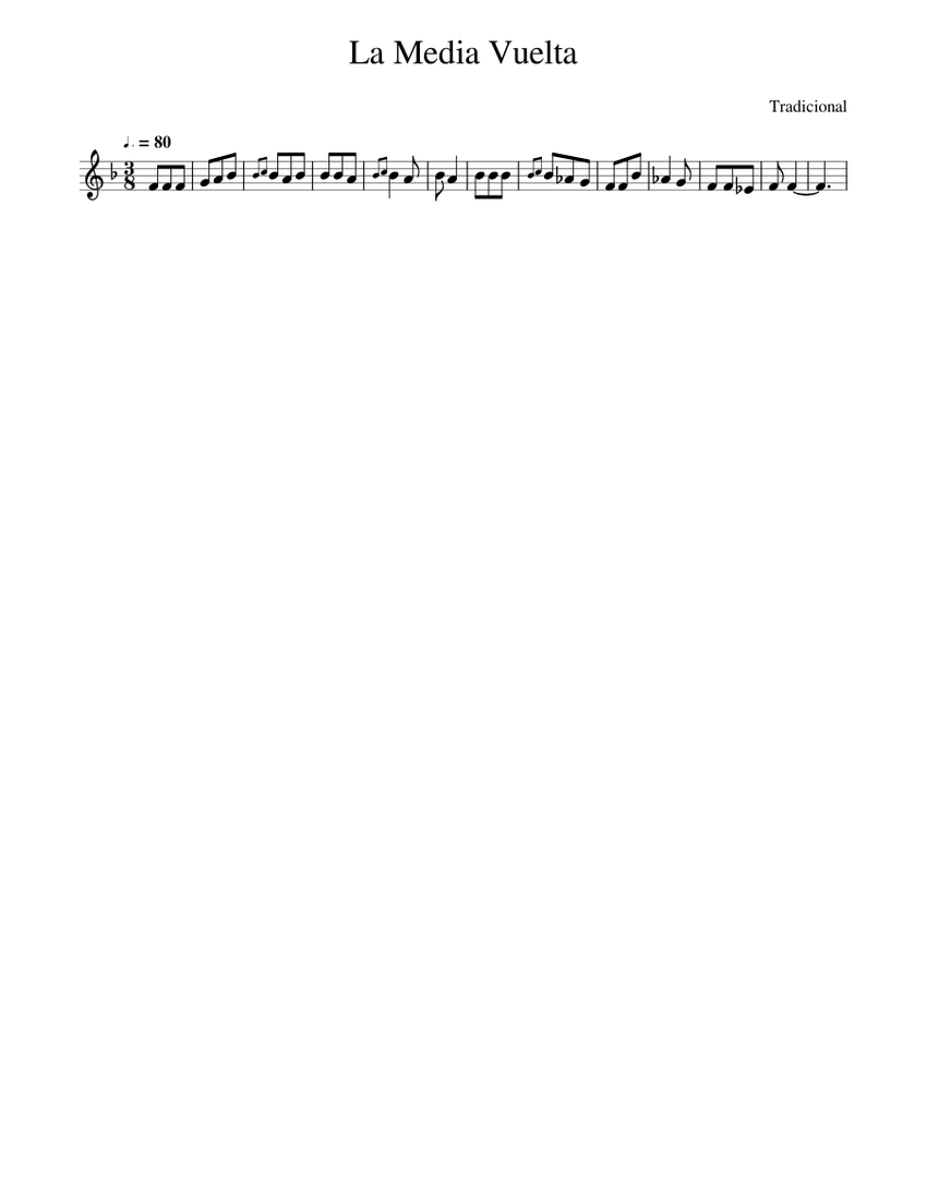 Traditional music La Media Vuelta Sheet music for Piano (Solo) Easy