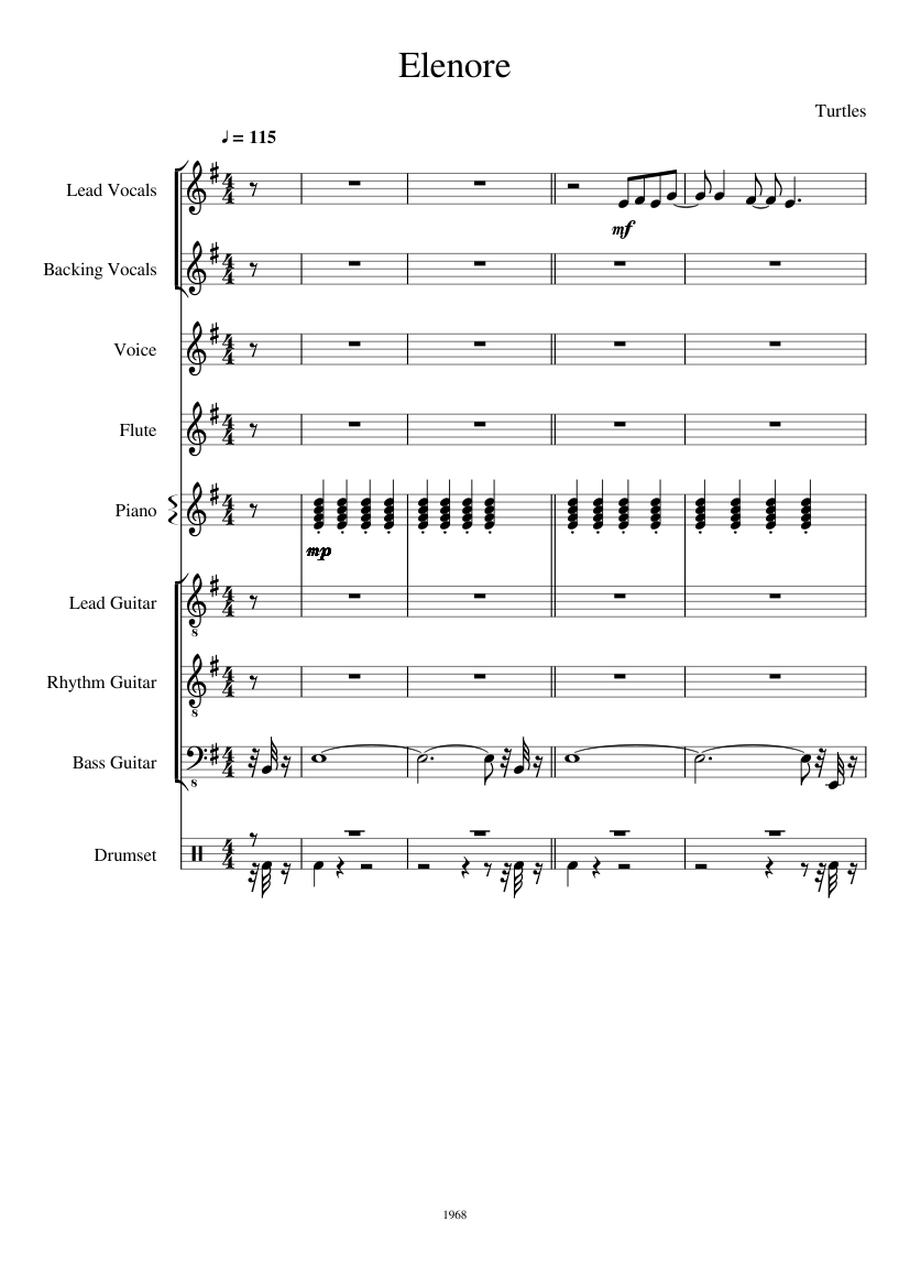 Elenore Sheet music for Piano, Vocals, Flute, Guitar & more instruments ...