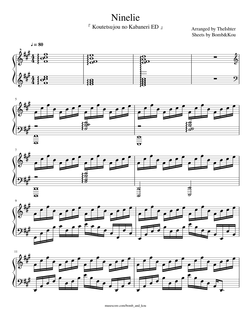 Kabaneri of the Iron Fortress ED | Ninelie | TheIshter | Full Sheets Sheet  music for Piano (Solo) | Musescore.com