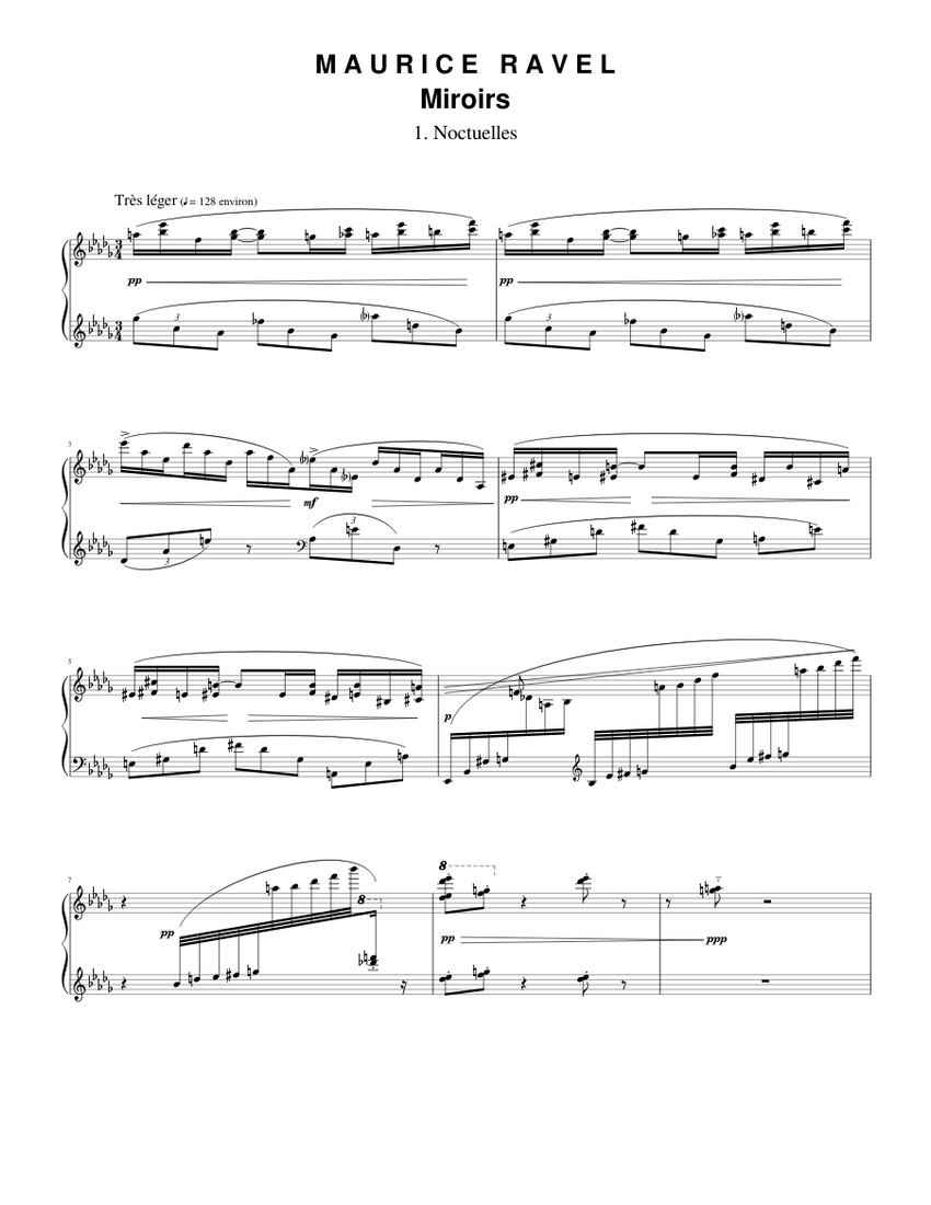 Ravel - Miroirs: I. Noctuelles Sheet music for Piano (Solo) | Musescore.com