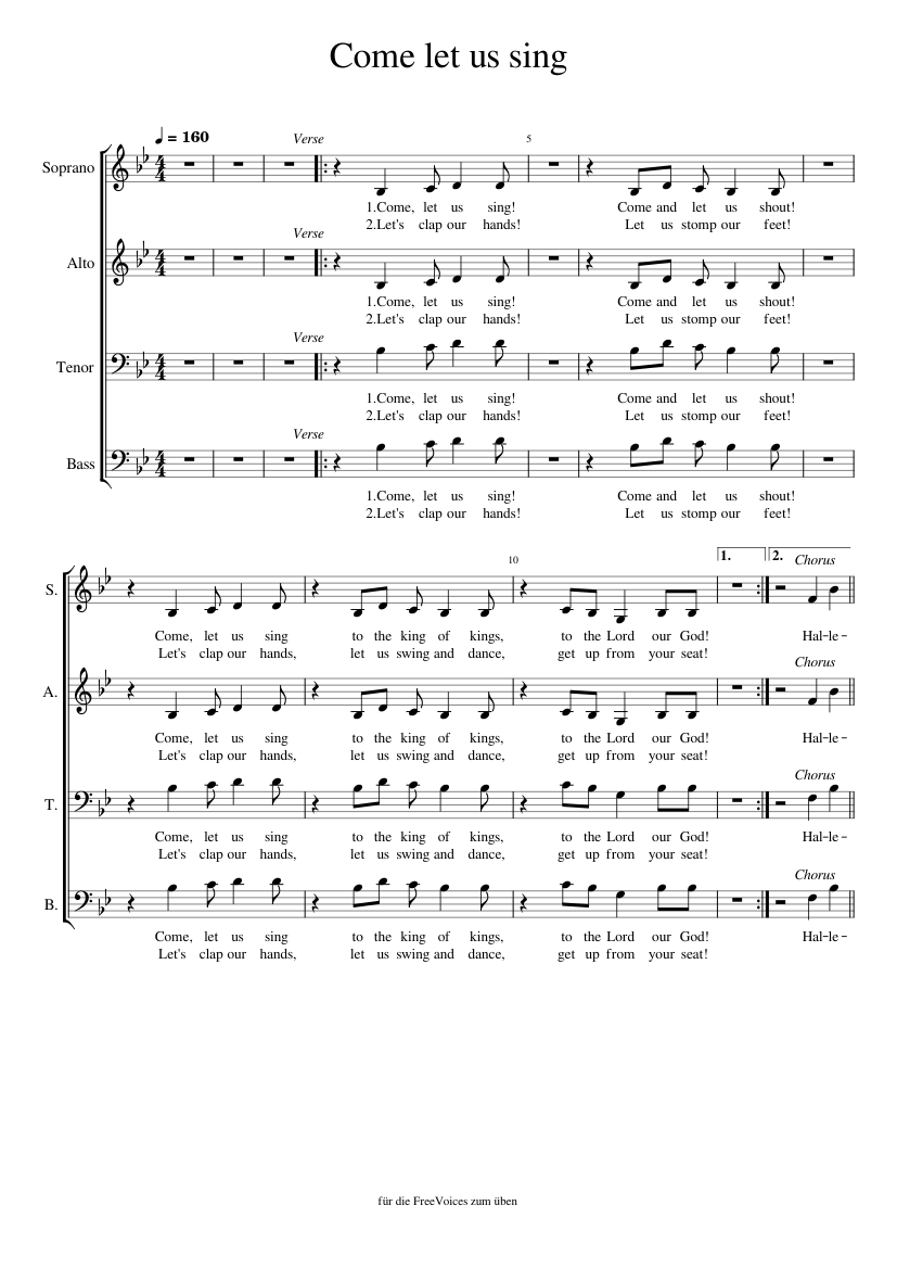 Come_let_us_sing - MP3 Sheet music for Soprano, Alto, Tenor, Bass voice  (Choral) | Musescore.com