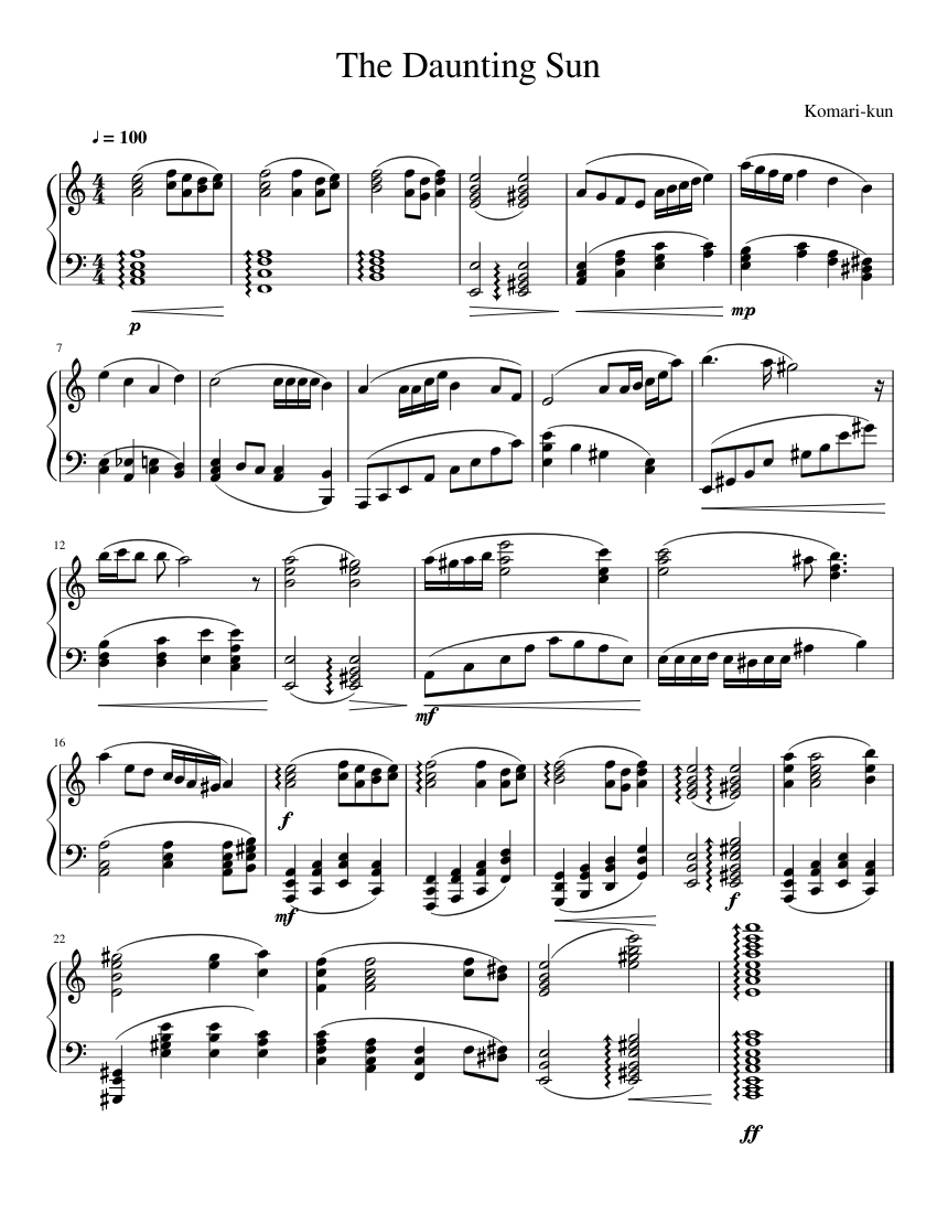 The Daunting Sun Sheet music for Piano (Solo) | Musescore.com