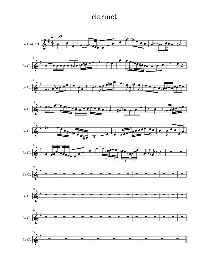 Clarinet – Misc Clarinet Sheet Music For Clarinet In B-flat (Solo ...