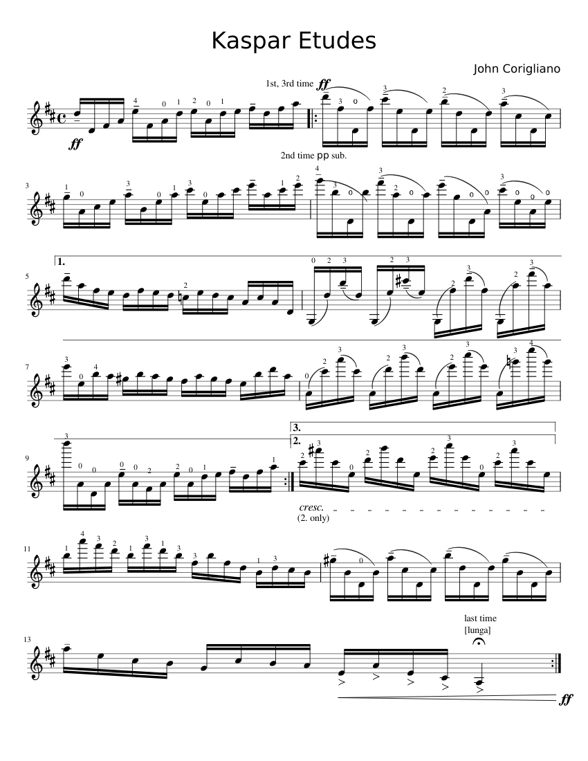 Kaspar Etudes for Violin (Solo) | Musescore.com