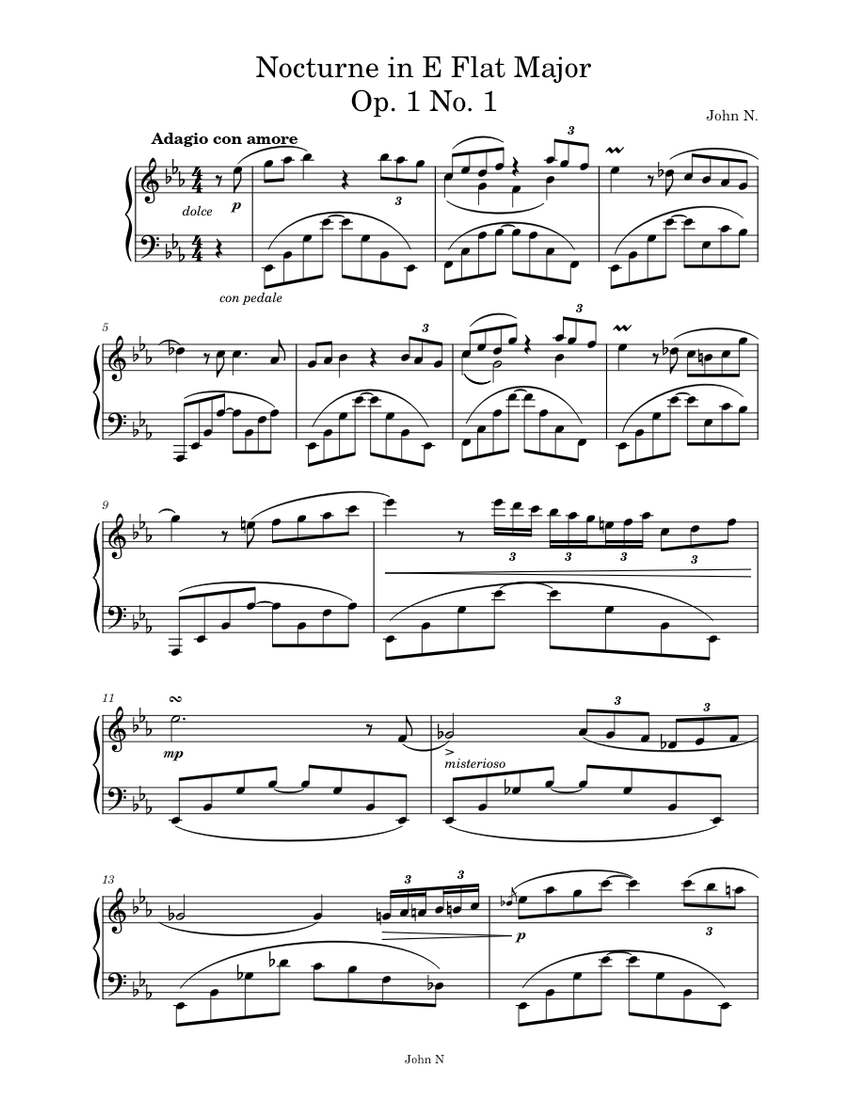 Nocturne in E Flat Major Sheet music for Piano (Solo) | Musescore.com