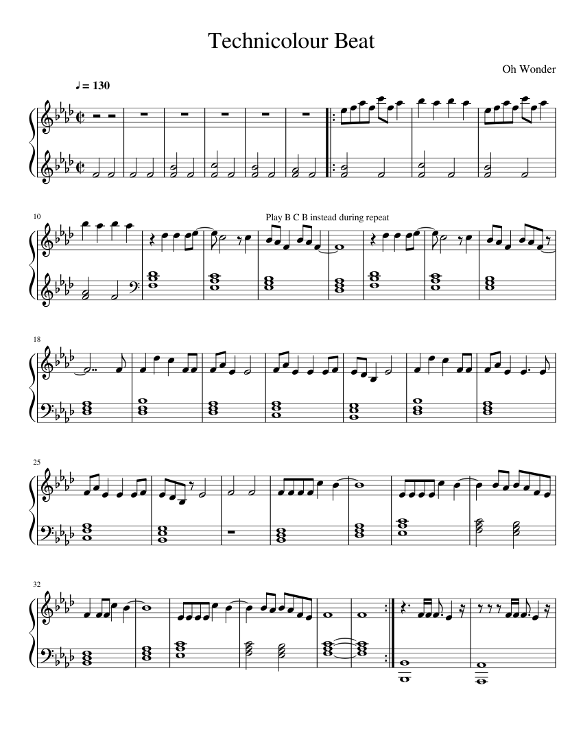 Technicolour Beat - Oh Wonder Sheet music for Piano (Solo) | Musescore.com