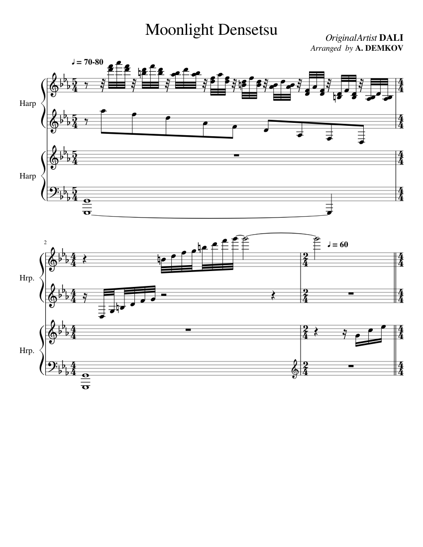 Moonlight Densetsu Sheet Music for Harp (Mixed Duet) | MuseScore.com