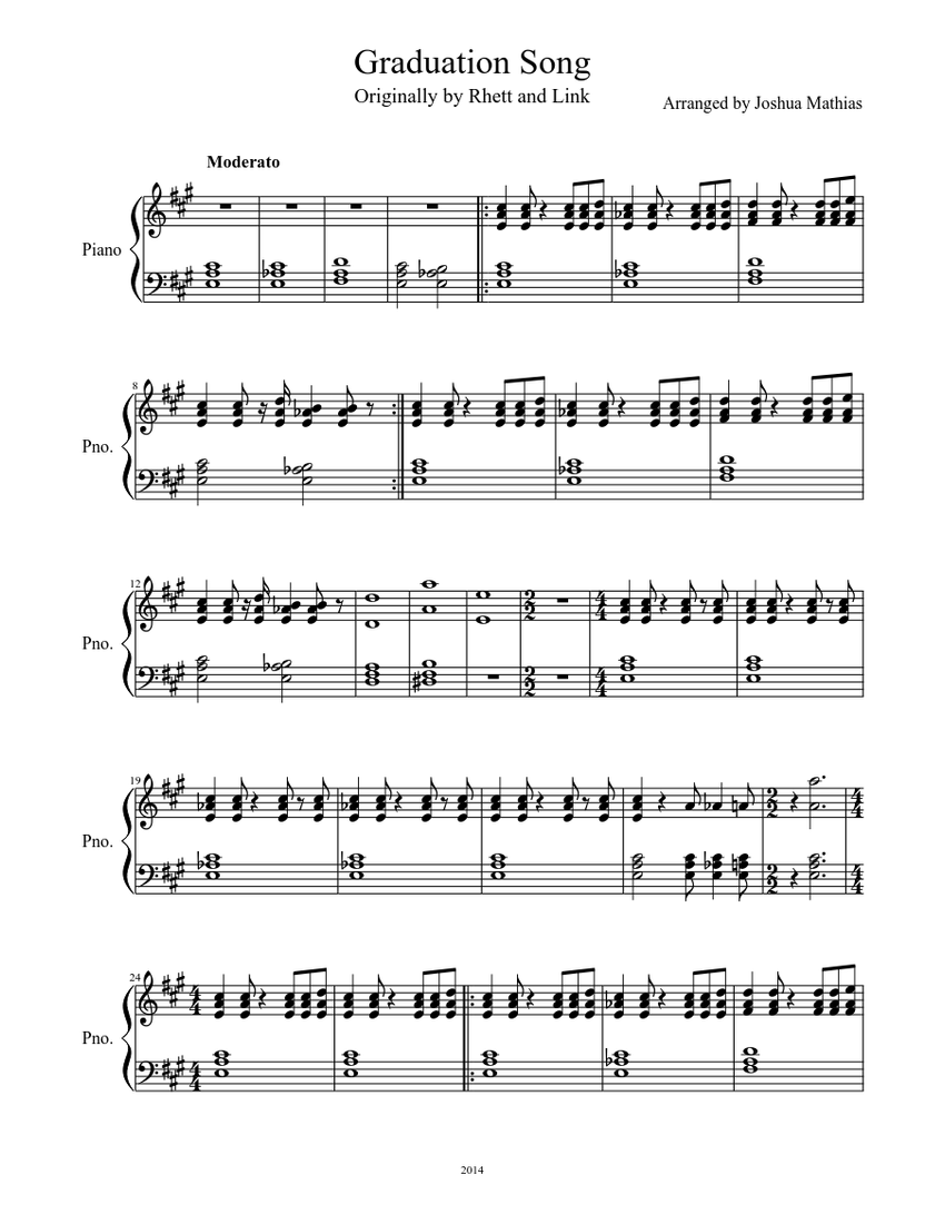 Graduation Song Sheet music for Piano (Solo)