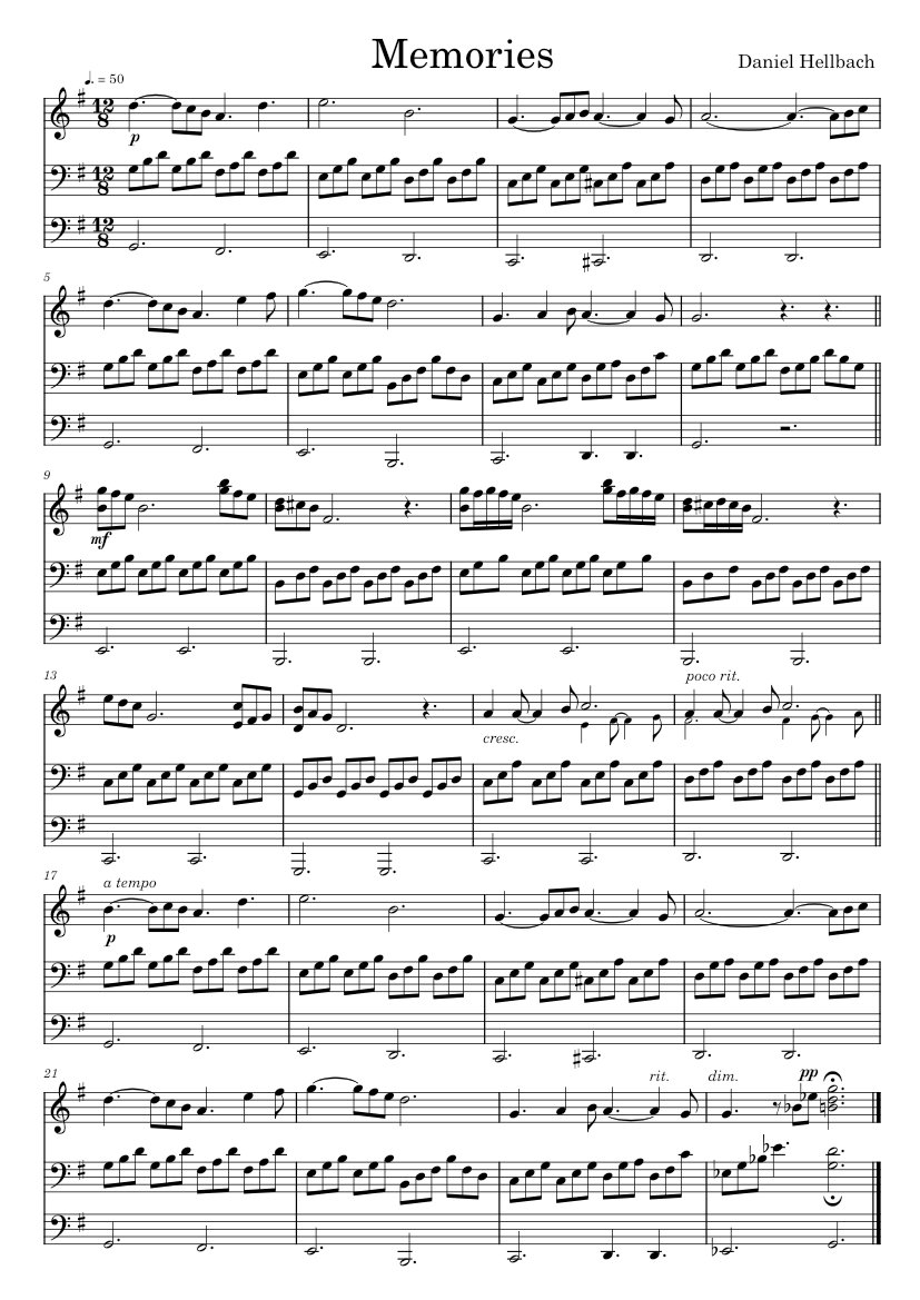 Memories (playback) (Violin & Piano) - Daniel Hellbach Sheet Music