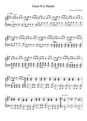 Free guns for hands by Twenty One Pilots sheet music | Download PDF or  print on Musescore.com