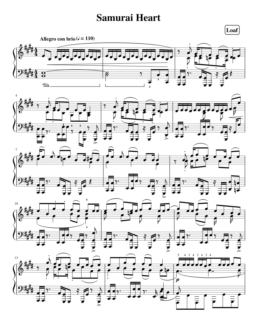 サムライハート 楽譜 ピアノ (ソロ) | MuseScore.com
