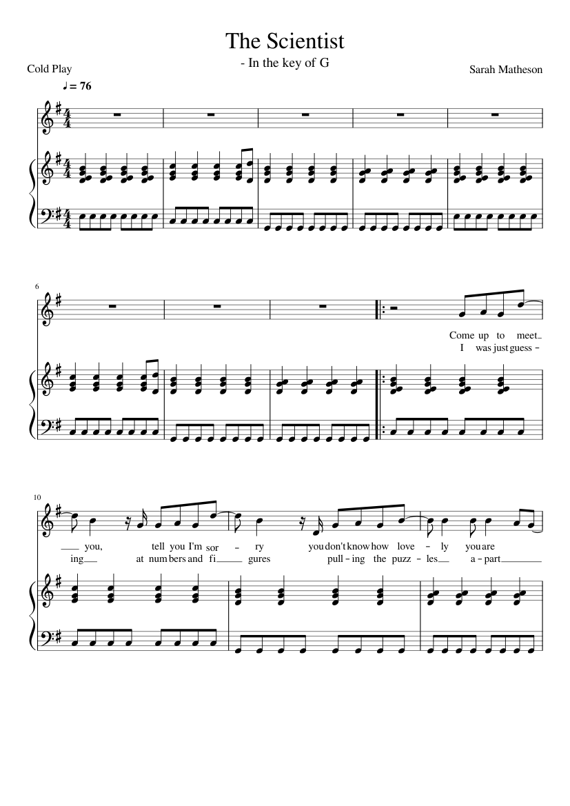 The scientist Sheet music for Piano, Vocals (Piano-Voice) | Musescore.com