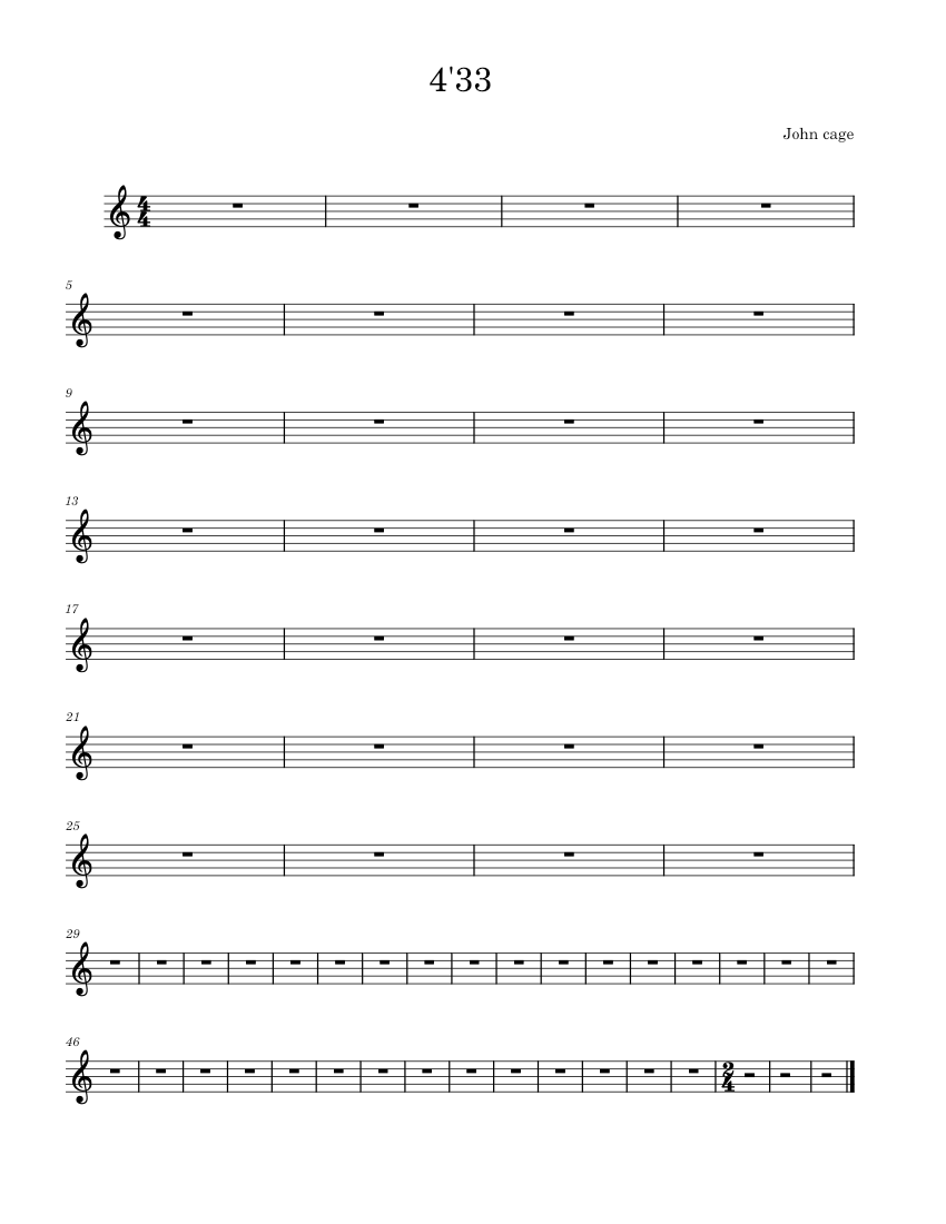 4'33" – John Cage Sheet music for Piano (Solo) | Musescore.com