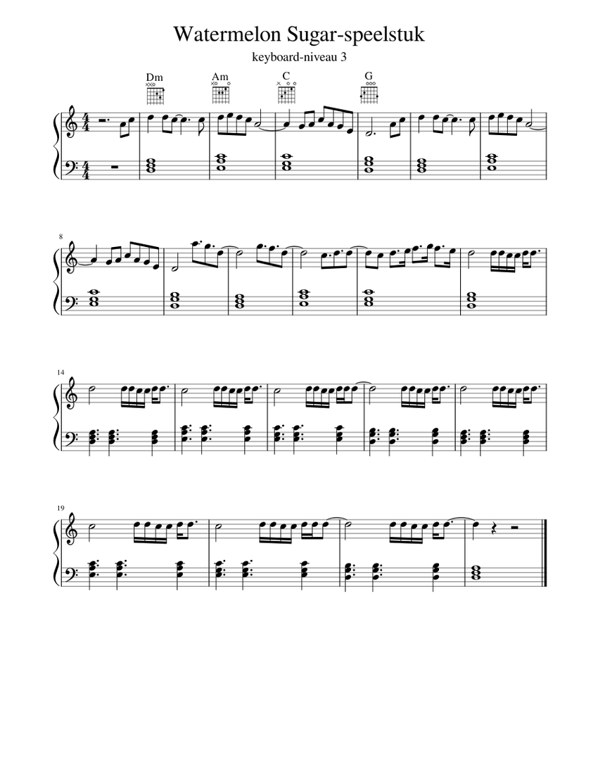 Watermelon Sugar-piano-niveau 3 - piano tutorial