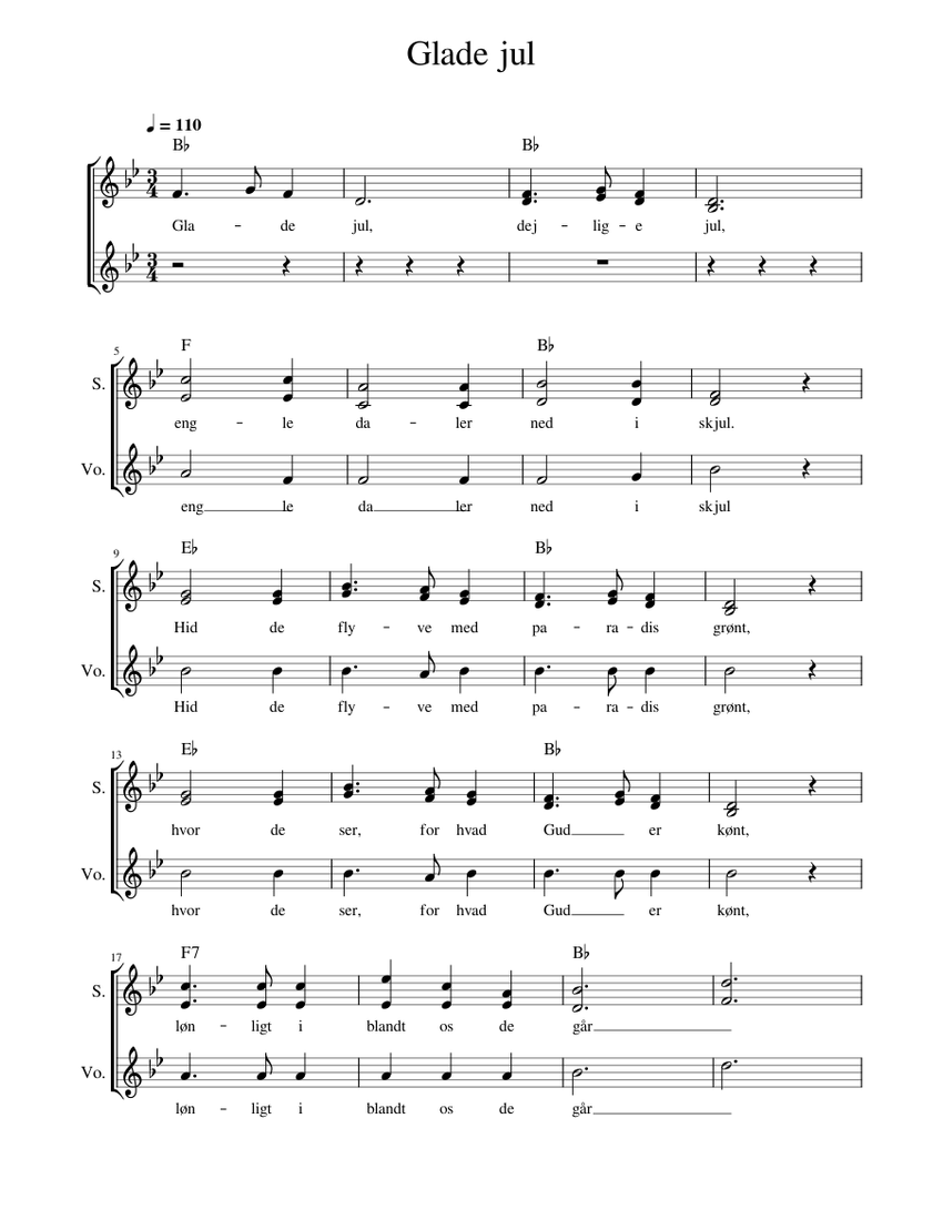 Noder Jul Glade jul – Tekst: B. S. Ingemann, Franz Xaver Gruber Glade jul – Tekst ...