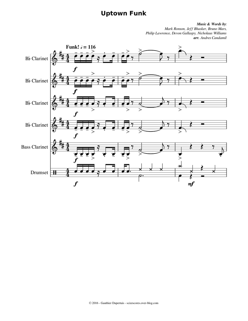 Uptown_Funk Sheet music for Drum Group, (In B Flat),