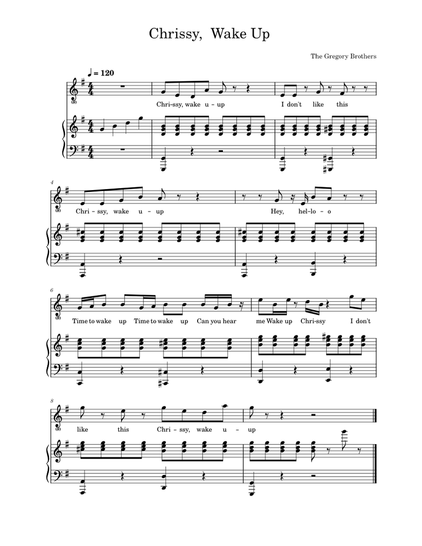 Chrissy, Wake Up – The Gregory Brothers Sheet music for Piano, Vocals