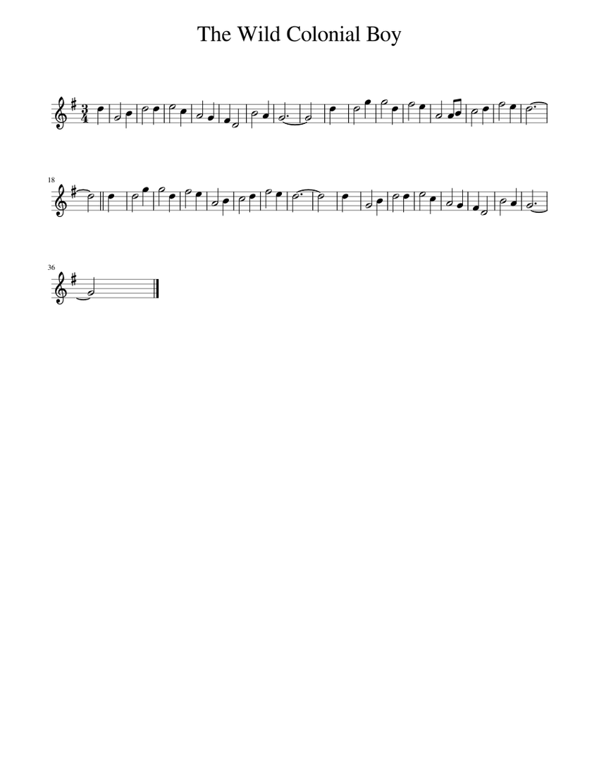 The Wild Colonial Boy Sheet music for Piano (Solo) Easy | Musescore.com