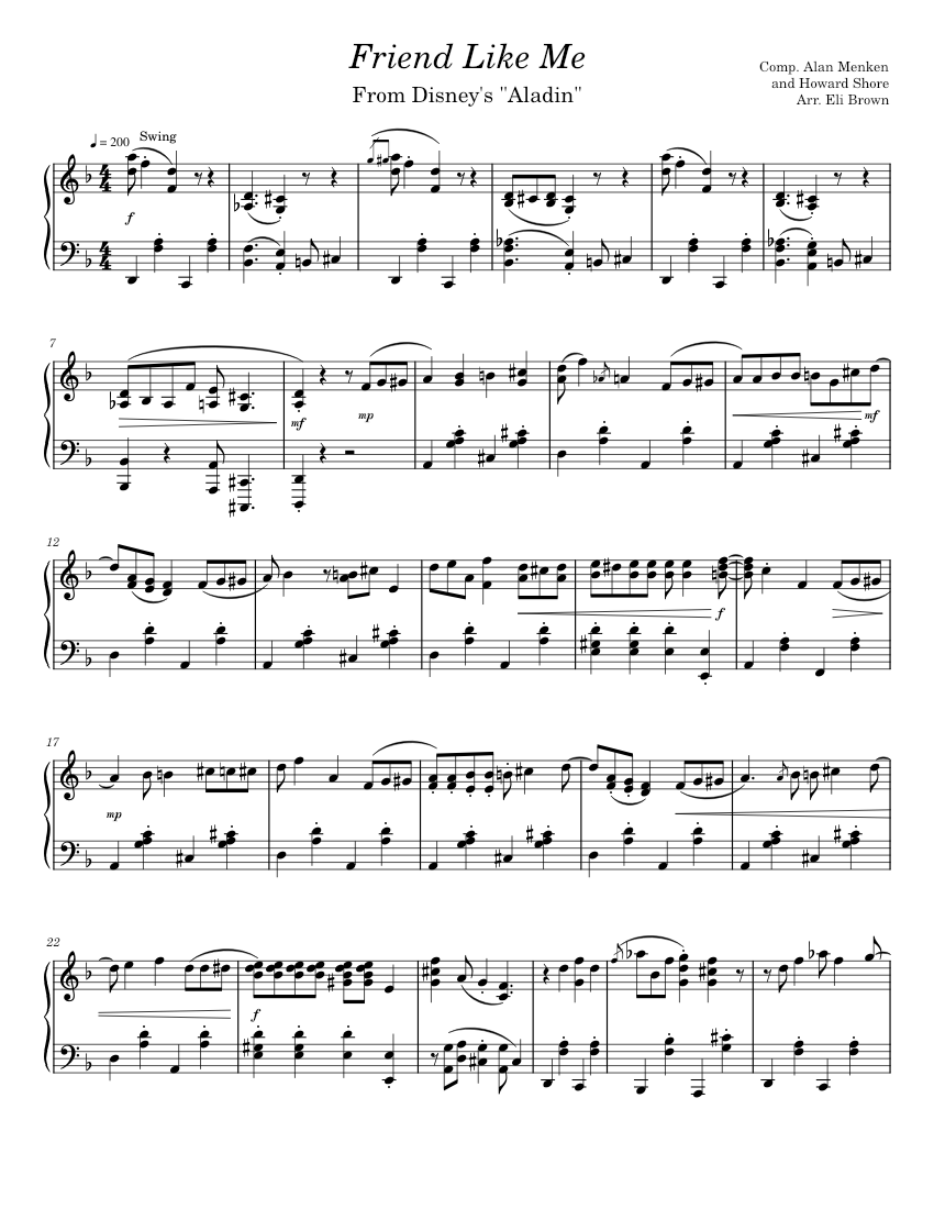krabbe gjorde det Sinis Friend Like Me - Eli Brown Sheet music for Piano (Solo) | Musescore.com