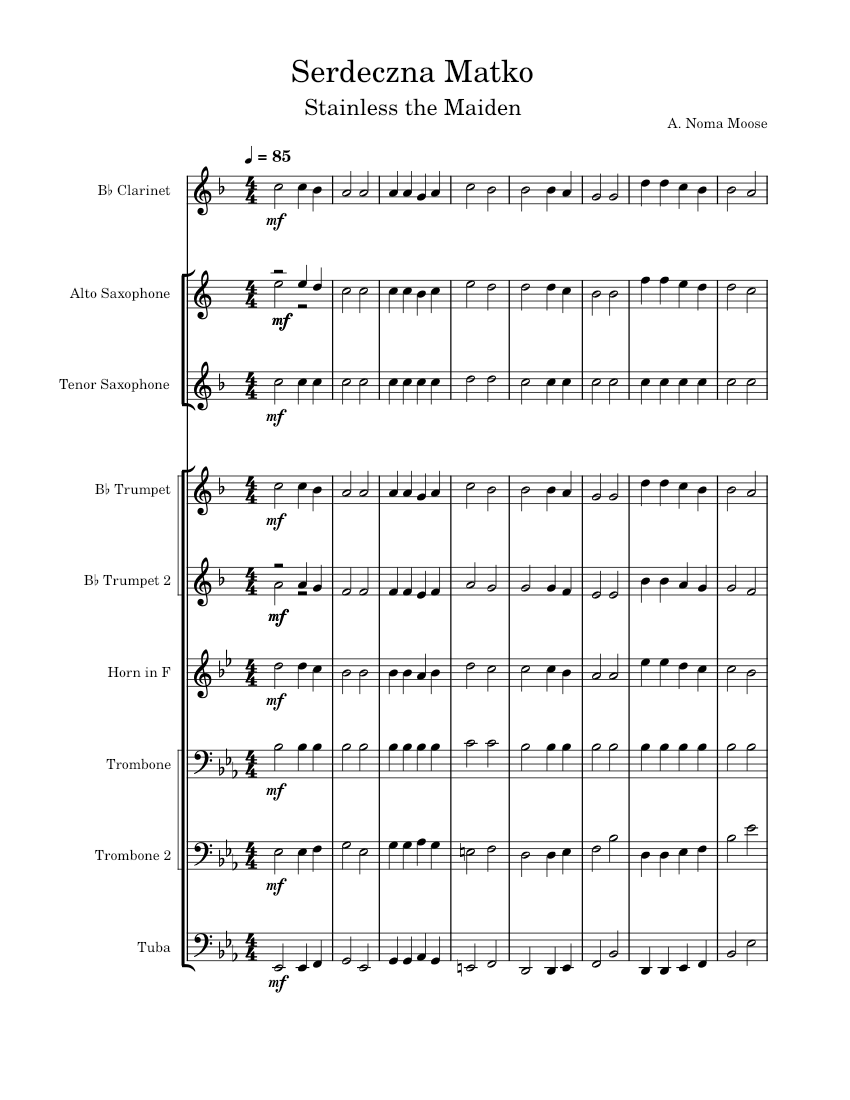 Serdeczna Matko Stainless the Maiden Serdeczna Matko in Eb Sheet music