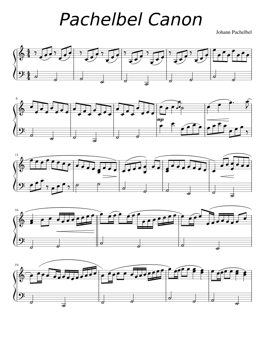 Pachelbel Canon Sheet music for Piano (Solo) | Musescore.com