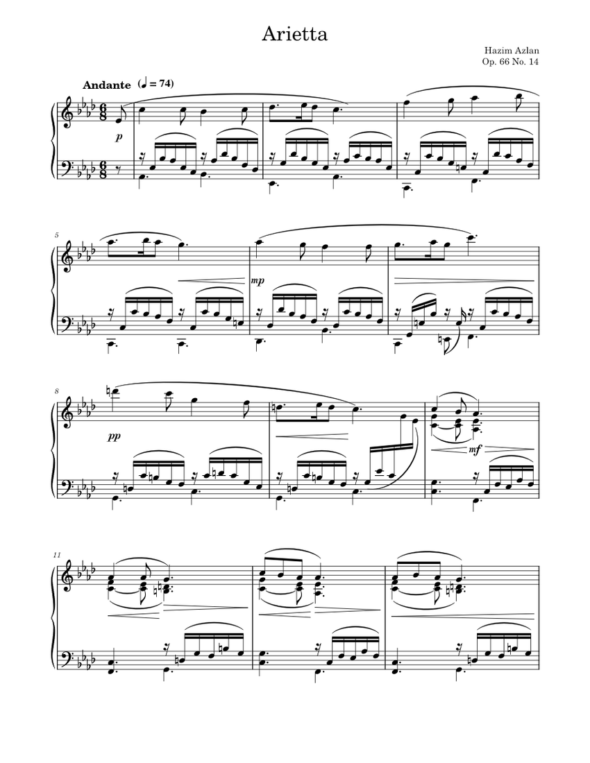 Arietta from Albumleaf Op. 53 No. 14 Sheet music for Piano (Solo ...
