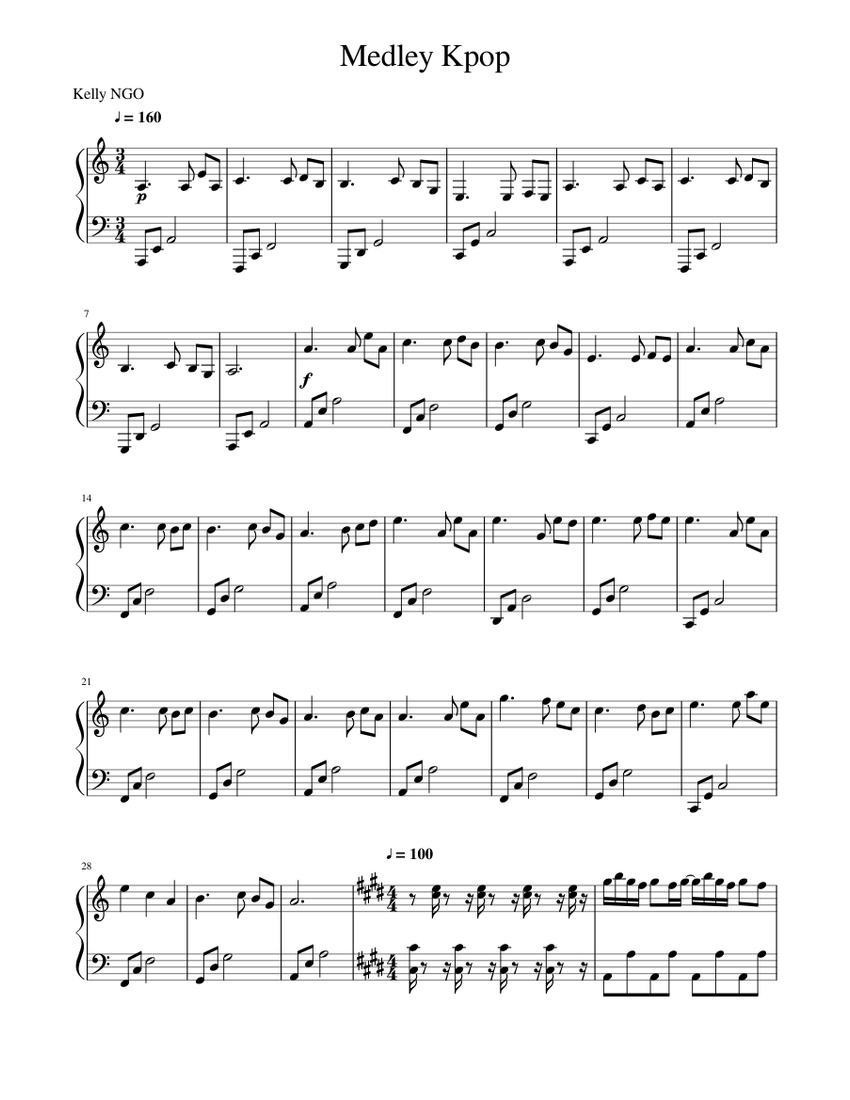 Medley Kpop Sheet music for Piano (Solo) | Musescore.com