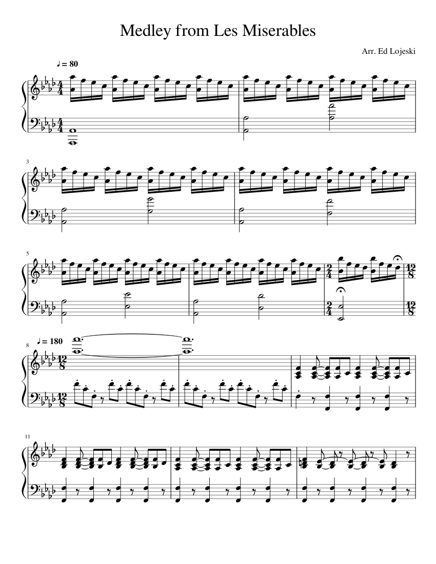 Medley from Les Miserables - edited Sheet music for Piano (Solo) |  Musescore.com