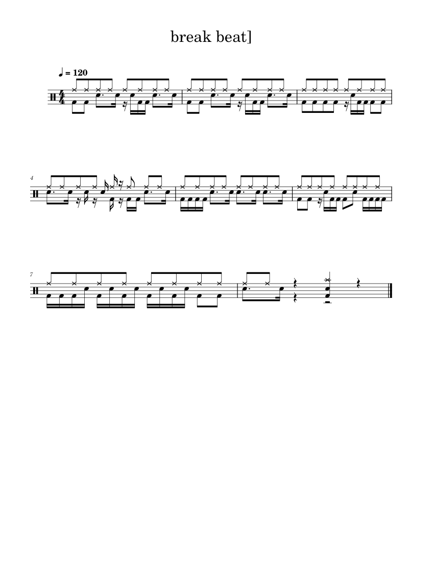break beat] Sheet Music for Drum group (Solo) | MuseScore.com