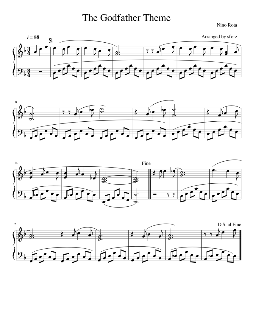 The Godfather Theme Sheet music for Piano (Solo) Easy | Musescore.com