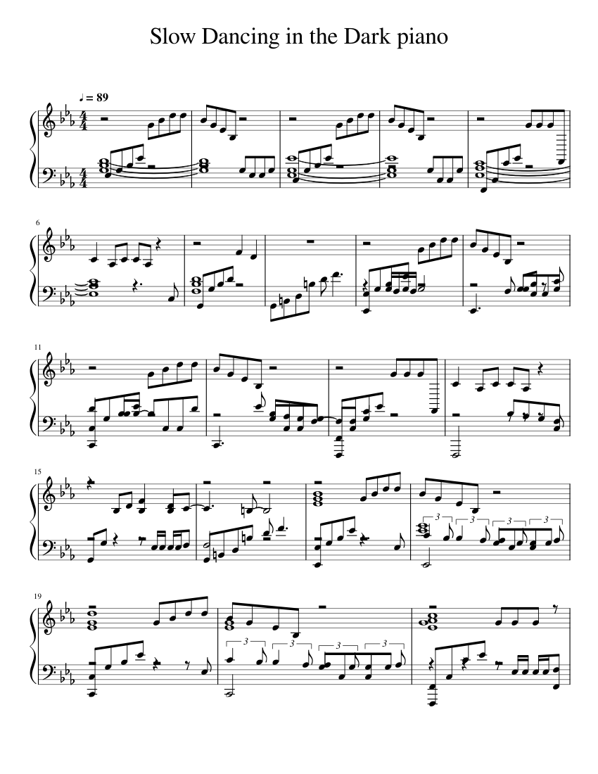 Slow Dancing in the Dark piano Sheet music for Piano (Solo) | Musescore.com