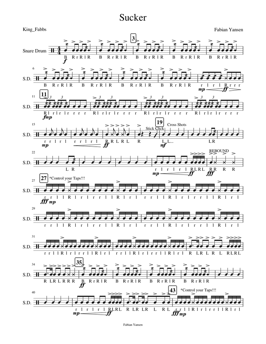 sucker snares Sheet music for Snare Drum (Solo)
