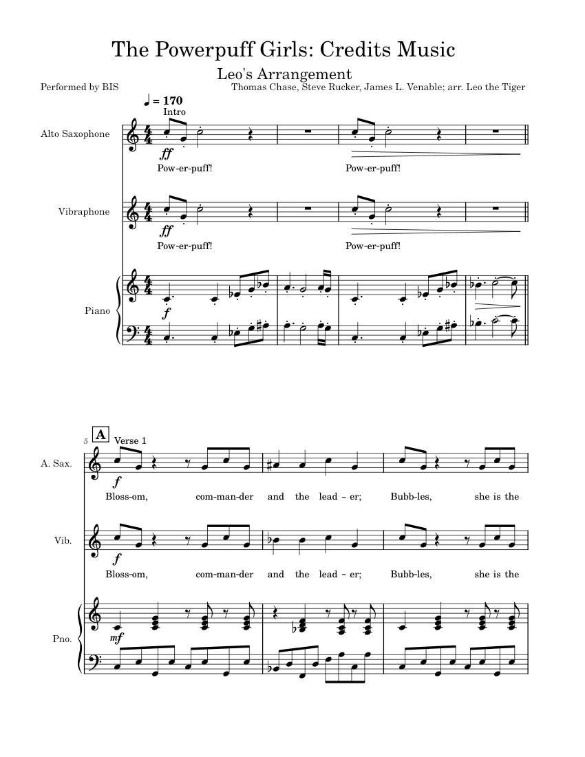 Arrangement: The Powerpuff Girls (Ending Theme) - BIS Sheet music for ...