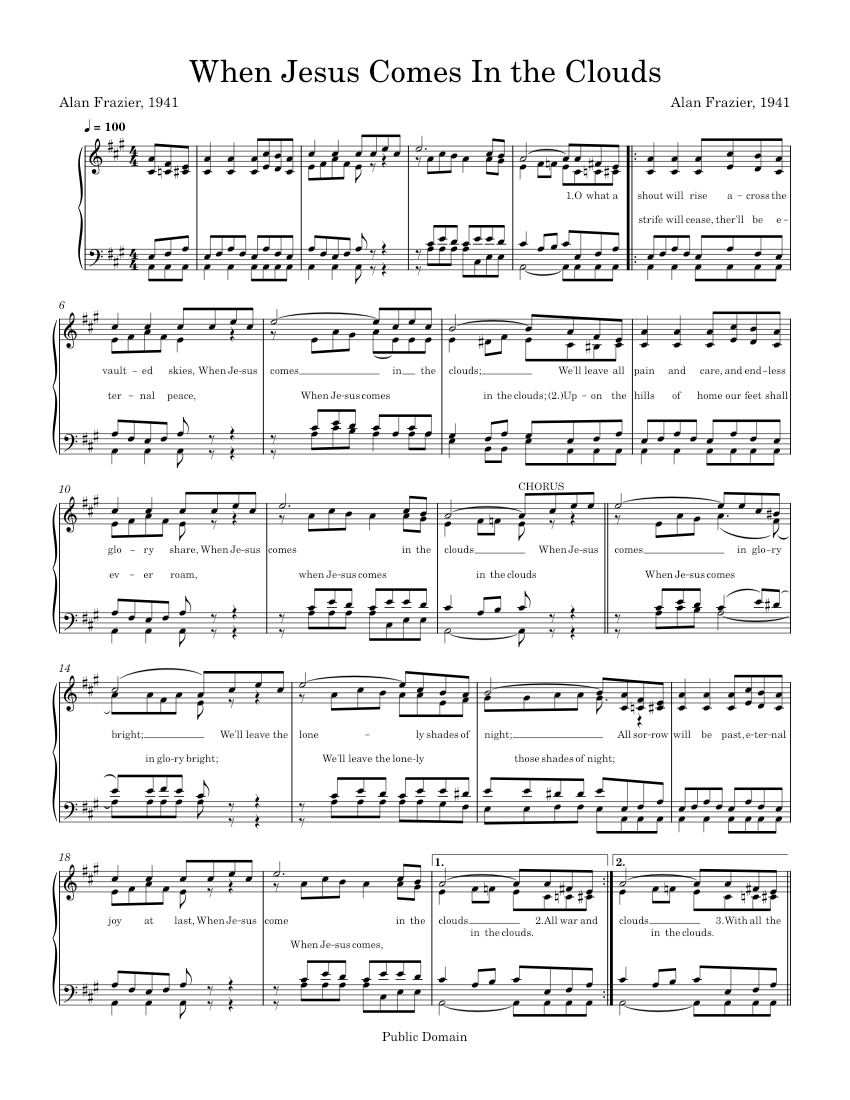 When Jesus Comes In the Clouds Sheet music for Piano (Solo)