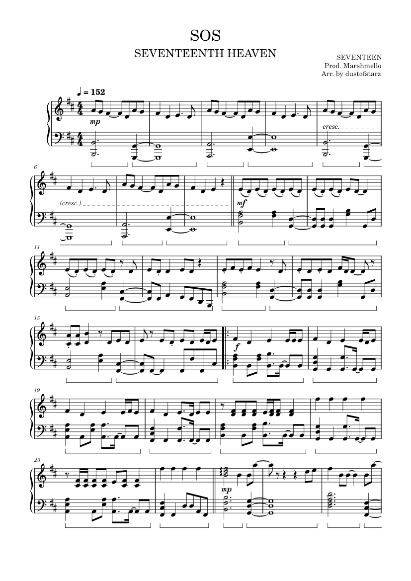 SOS SEVENTEEN Sheet Music For Piano Solo Musescore sos-seventeen-sheet-music-for-piano-solo-musescore