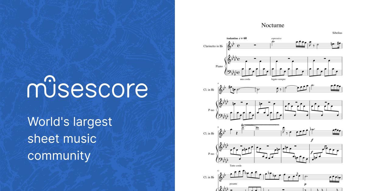 Nocturne - Sibelius Sheet music for Piano, Clarinet in b-flat (Solo) |  Musescore.com