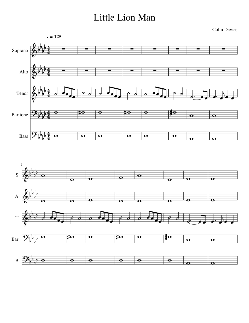 Little Lion Man Sheet music for Soprano, Alto, Tenor, Bass voice &amp; more ...
