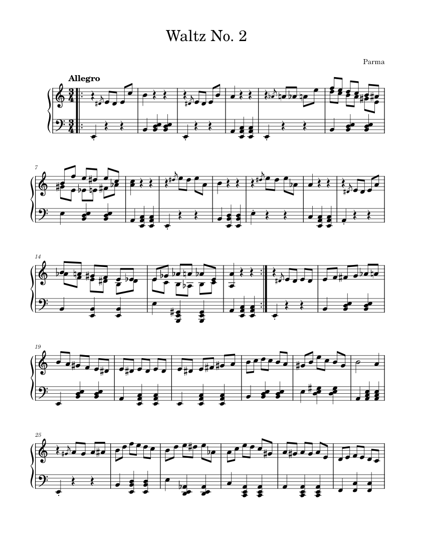 Waltz No. 2 Sheet music for Piano (Solo) Easy | Musescore.com