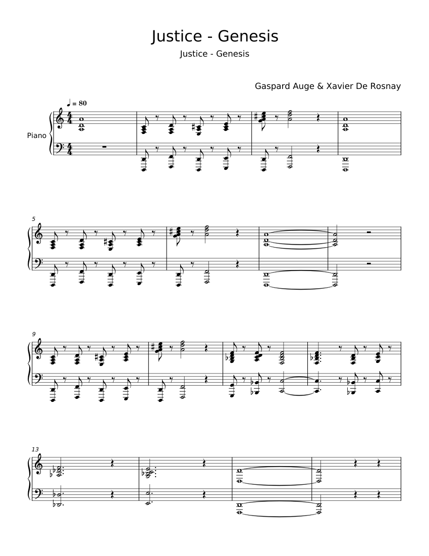 Genesis - Justice Sheet Music for Piano (Piano Duo) | MuseScore.com