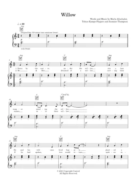 Free Willow by Jasmine Thompson sheet music | Download PDF or print on  Musescore.com
