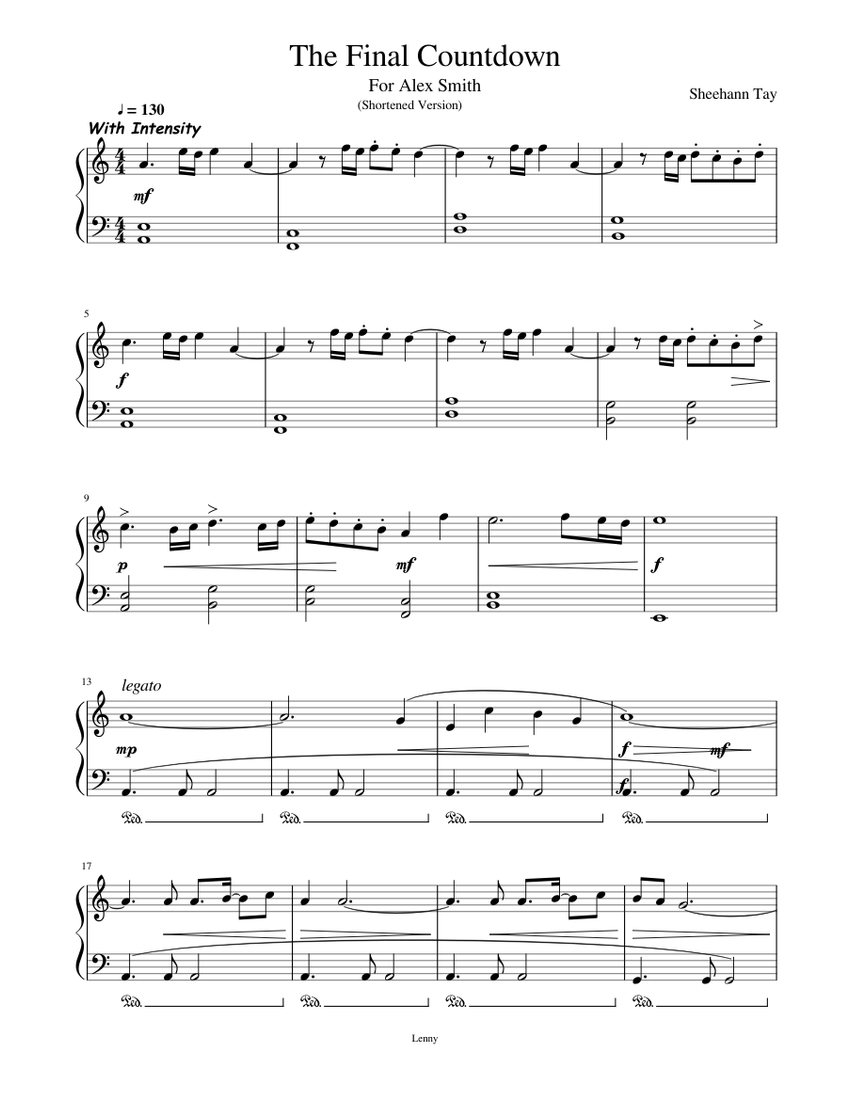 The Final Countdown Sheet music for Piano (Solo) | Musescore.com
