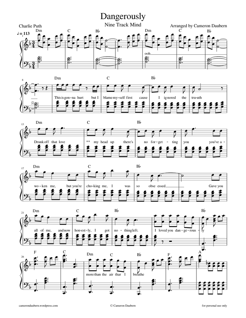 Dangerously - piano tutorial